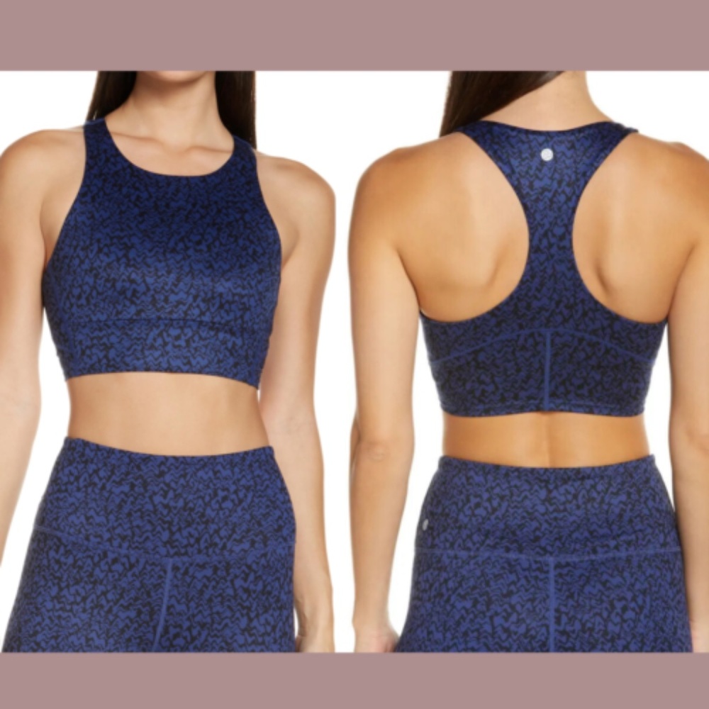 NWT‎ $49 Zella [ Small ] Live In Racerback Sports Bra in Blue Twilight Wave